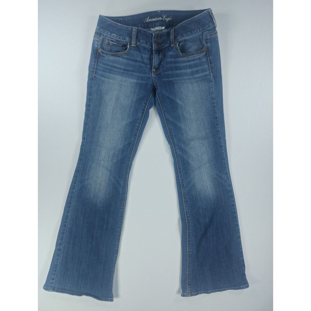 American Eagle Jeans Womens 4 Artist Flare Medium Wash Blue Denim Stretch Y2K